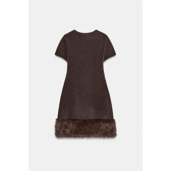ZARA KNIT DRESS WITH FAUX FUR DETAIL - Picture 7 of 8